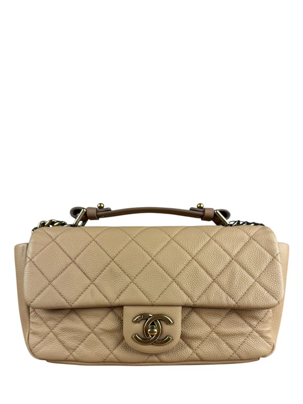 Size OS – Chanel Diamond Chain Beige Caviar Quilted Single Flap Bag 2012 / Pre-O