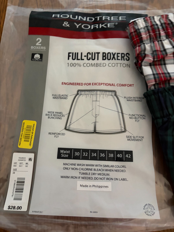 Roundtree & Yorke Men's Grn & Whi Pld Boxer Shorts Full-Cut 2 Pk 32 34 36 38 40 gallery