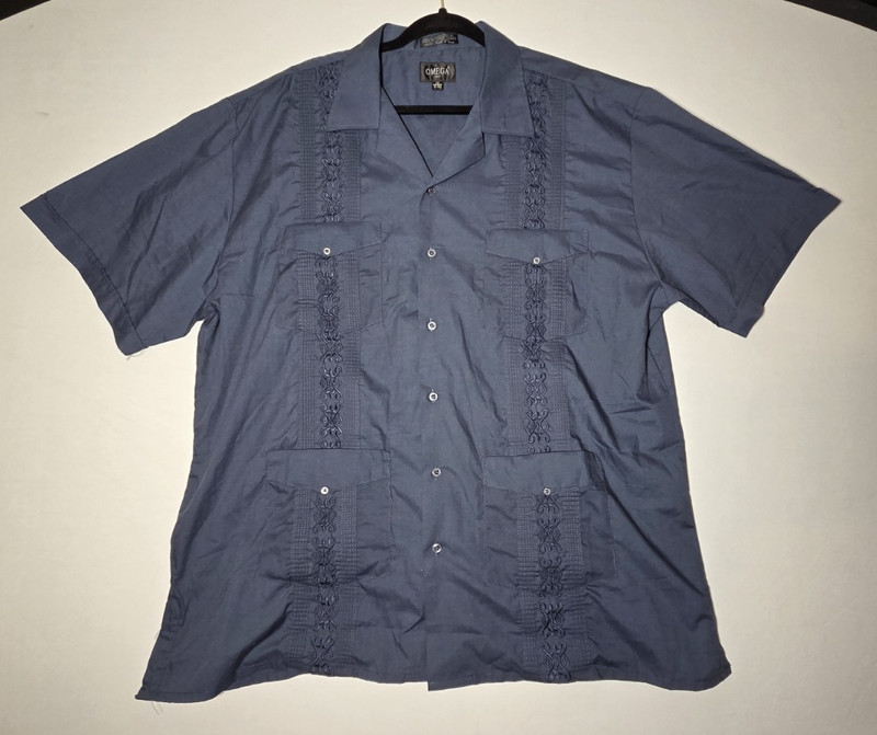 2XL 18-18.5 Mens Omega Italy Dress Shirt with 4 front Pockets