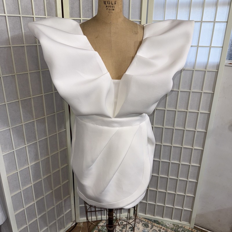 Bibi Bridal Shower White Dress Puff Icon Bride Bachelorette Reception Dress XL gallery