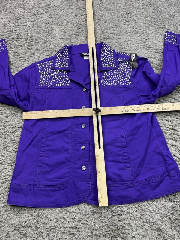 Tia Couture Jacket Women Small Purple Diamond Bedazzled Western Rockabilly NWT gallery
