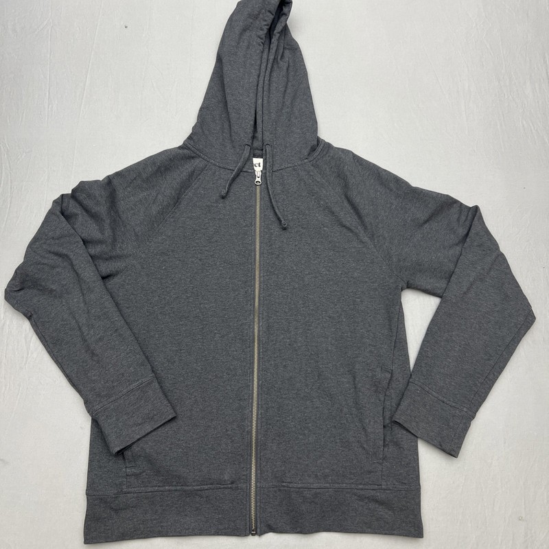 Pact Mens Large Grey Full Zip Hooded Sweatshirt Organic Cotton Stretch EUC