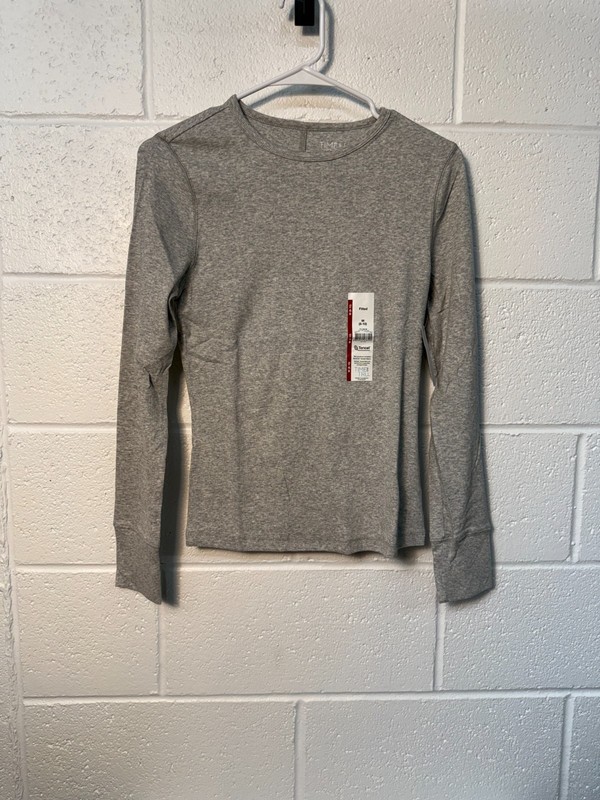 Time And Tru Women’s Long Sleeve Rib Tee Size M (8-10) – Light Grey Heather B27