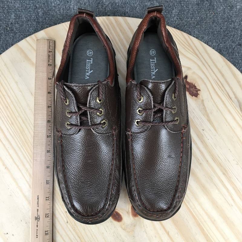 Tiestra Shoes Mens 45 Brown Casual Oxford Leather Lace Up Comfort Moc Toe Low gallery