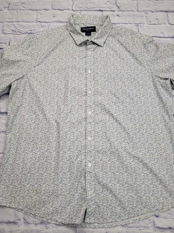 Mizzen Main Leeward Trim Button Shirt Gray Blue Short Sleeve Men 2XL gallery