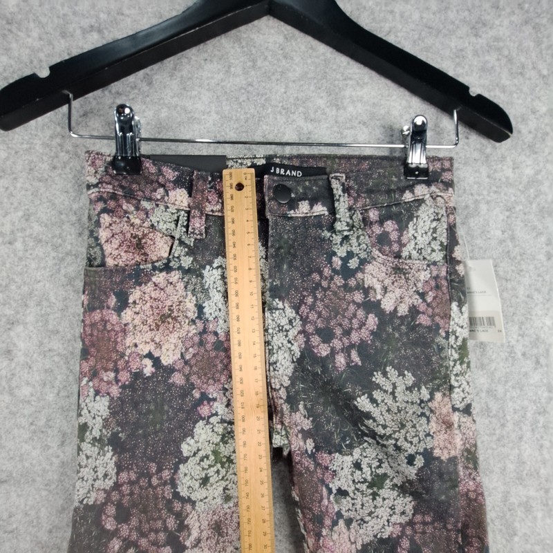 J Brand Jeans Womens 24 Black Floral Print Super Skinny Mid Rise NEW 8951 gallery