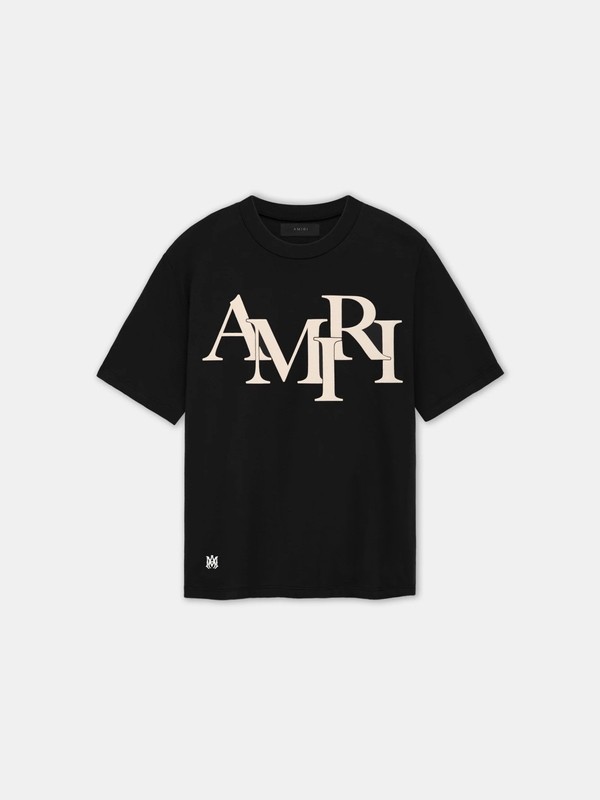 Amiri Staggered Logo Tee Black Brand New Size Large