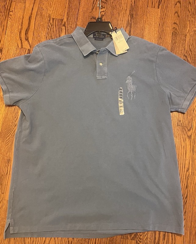 Polo Ralph Lauren Custom Slim Fit Blue Cotton Polo Shirt XXLT