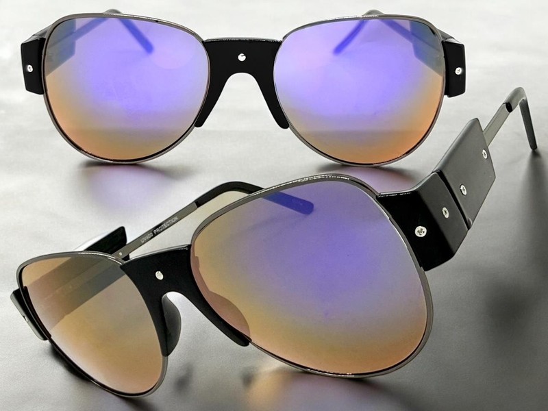 Exaggerated Classic Vintage Retro Style SUNGLASSES Large Black Frame Purple Lens