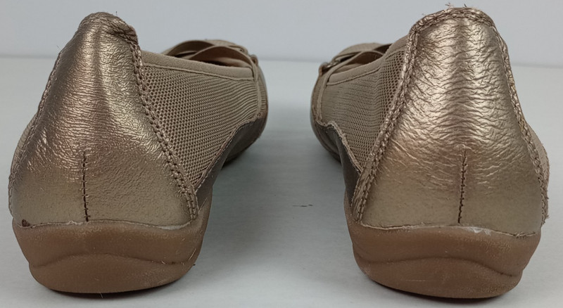 Earth Spirit Gelron Womens 8 Beige Gold Mesh Cross Elastic Peni Ballerina Flats gallery
