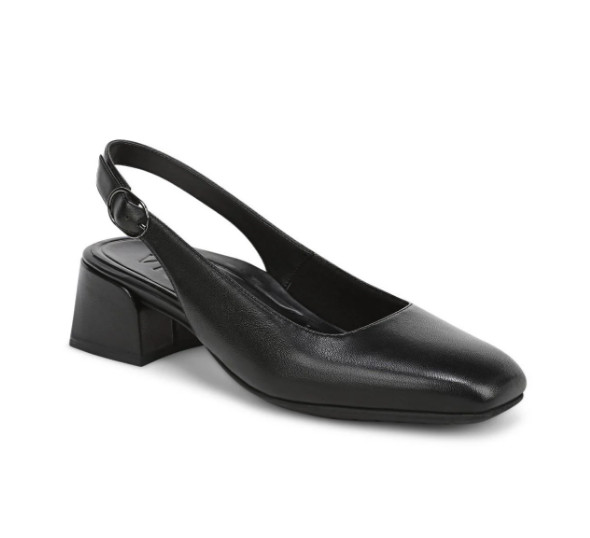 VIONIC Reyes Slingback Block Heel – Black Leather, Medium