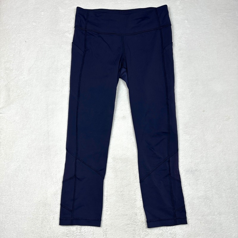 Lululemon Speed Up Crop 21 Navy Blue Running Leggings LW6AM7S Womens Size 6