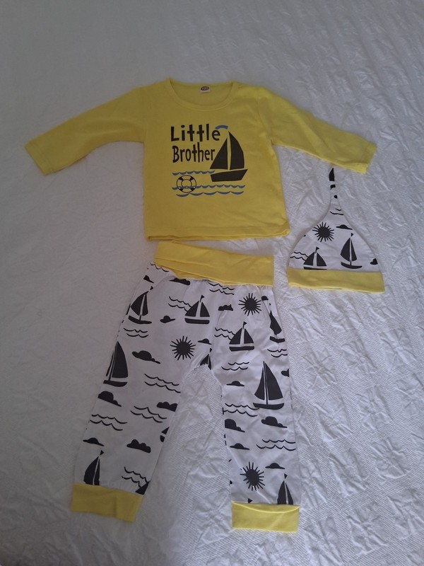 Baby Boy's Little Brother 3-Piece Set Size Yellow White Black 0-6 Months gallery