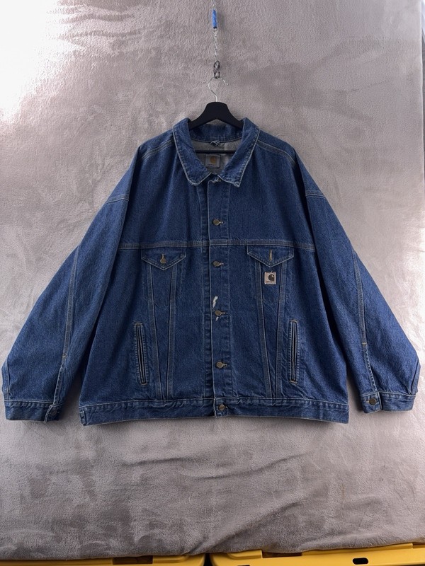Carhartt J12 DST Denim Trucker Jacket Mens Size 2XL Blue Wash Workwear gallery