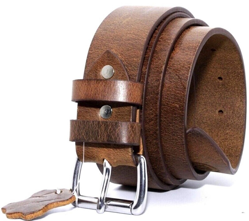 Men's Genuine Buffalo FULL GRAIN Leather Belt, 1 1/2" width, Handmade, By Amish gallery