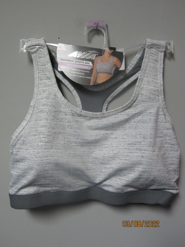 Avia Women’s Racerback Sports Grey Bra Medium Support Size XL