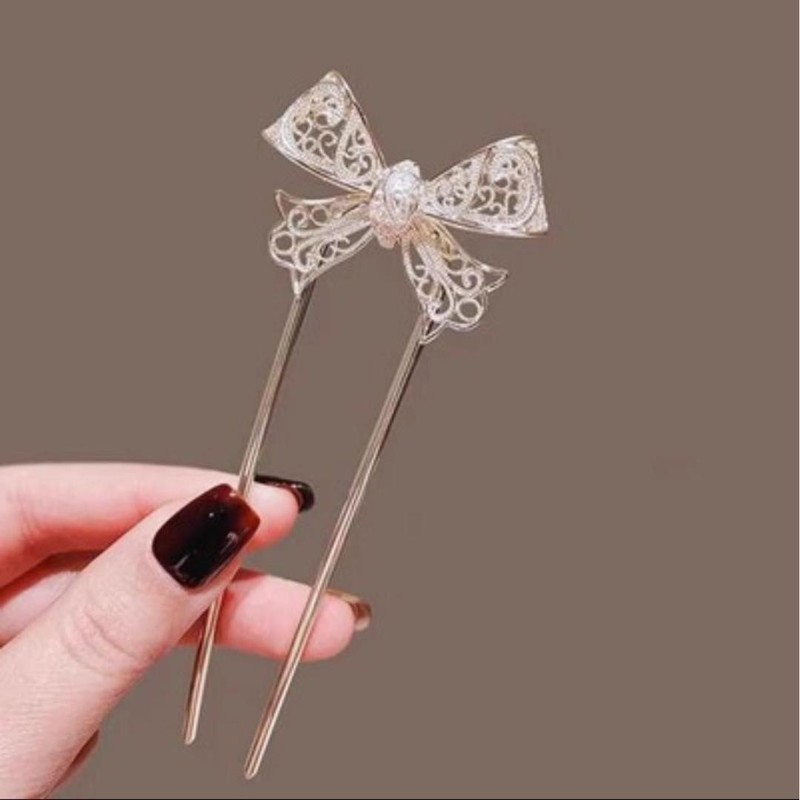 Gold Ribbon Kanzashi Hair Pin for Kimono & Yukata Formal Wedding Accessories