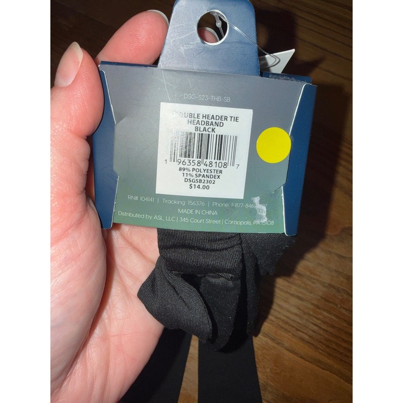 DSG Double Header Tie Headband Black Athletic Sports Hair Wrap DSGSB2302 NEW gallery