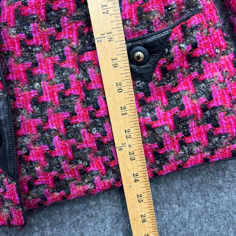 Vintage Pink Tweed Blazer Size 10 Edgy Prep Houndstooth Jacket 80s Clueless gallery
