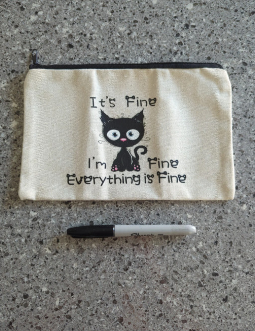Everything is Fine Black Cat Canvas Zip Bag gallery