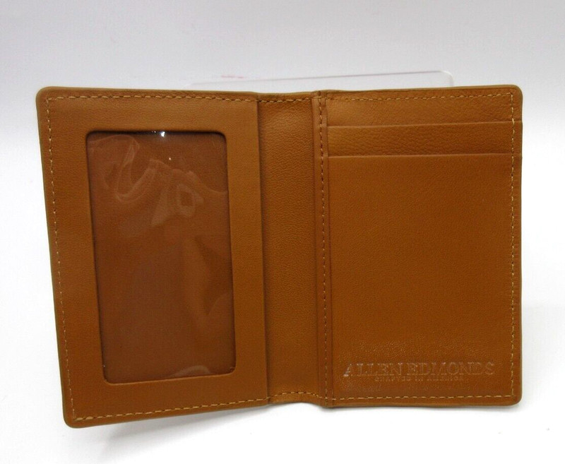 Allen Edmonds Crafted in AMERICA Leather Foldover Card Case with ID Window TAN