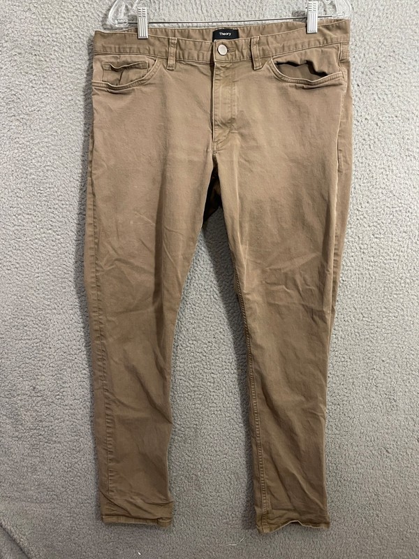 Theory Haydin Pants Men’s 36 Brown Cotton Stretch Slim Fit Straight Leg 5 Pocket
