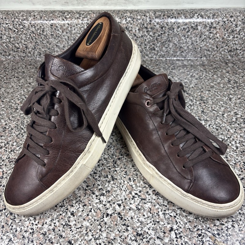 Good Man Brand Edge Lo-Top Brown Leather Minimalist Italian Sneaker Men’s 9 VGUC