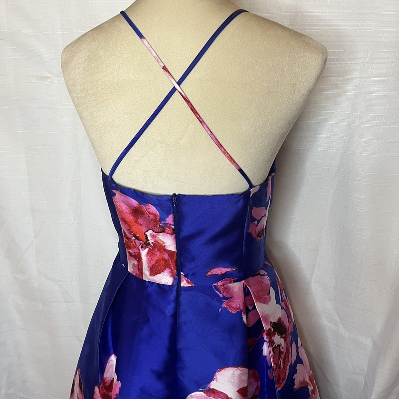 By and By Royal Blue Pink Floral Ladies Formal Dress 15 Prom Pockets Wedding gallery