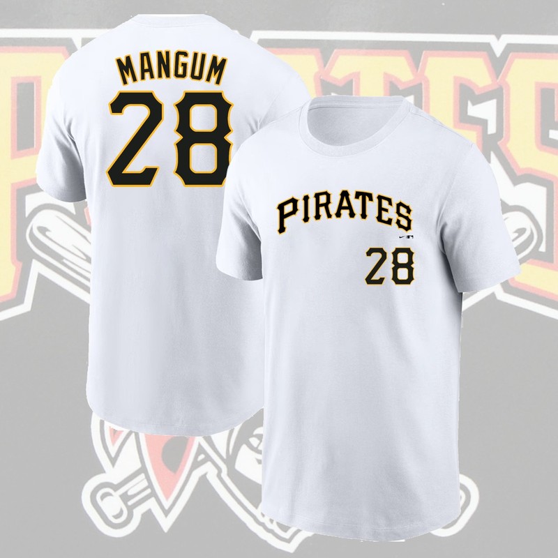 NEW SALE! Jake Mangum #28 Pittsburgh Pirates Name & Number 2026 Fan Gifts
