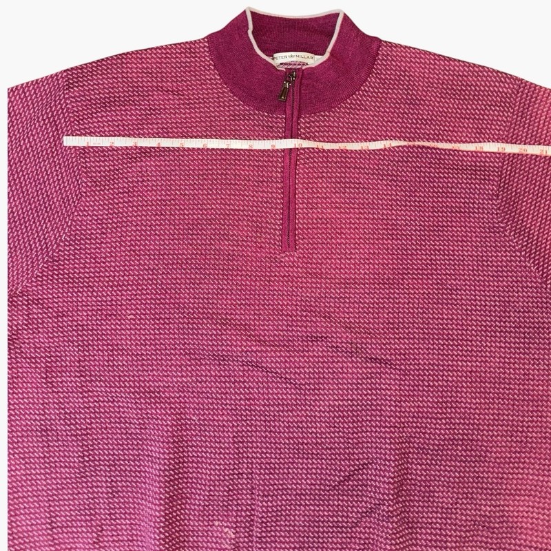 Peter Millar Mens Quarter Zip Sweater XXL Berry Magenta 100% Merino Wool gallery