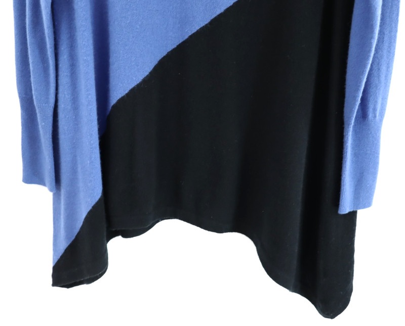 Unknown Factory Women's Cashmere Asymmetrical Sweater Color Block Blue Black M L gallery