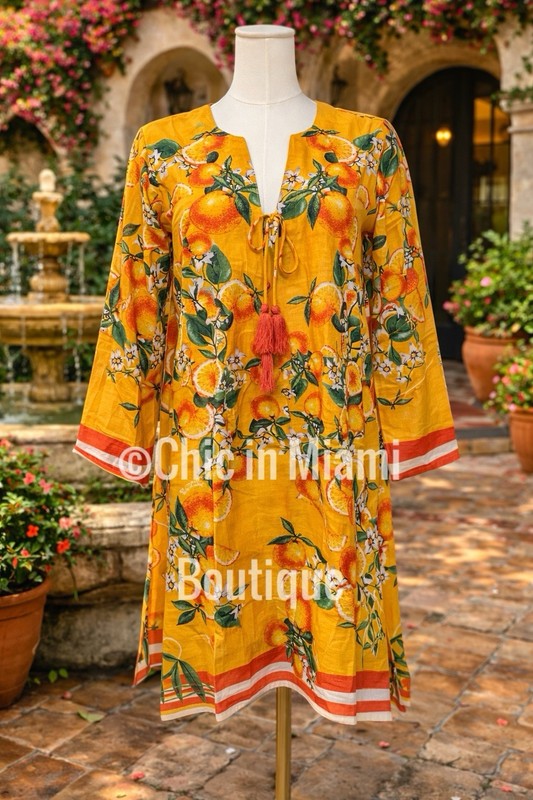 Antica Sartoria 2026 Yellow Orange Blossom Tunic Dress S/M
