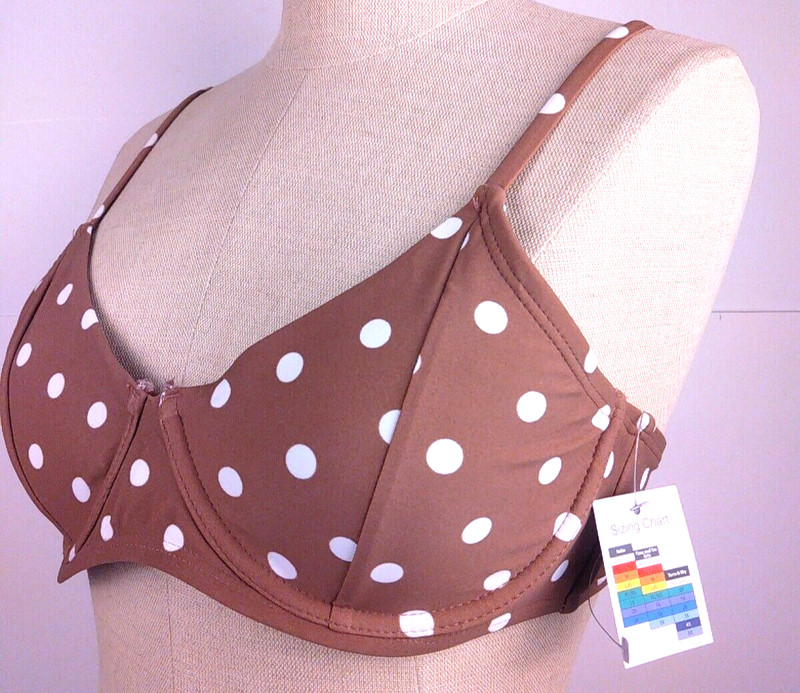 Time And Tru RN 52469 Brown Polka Dot Swim Top Size M (8-10) – New (54)
