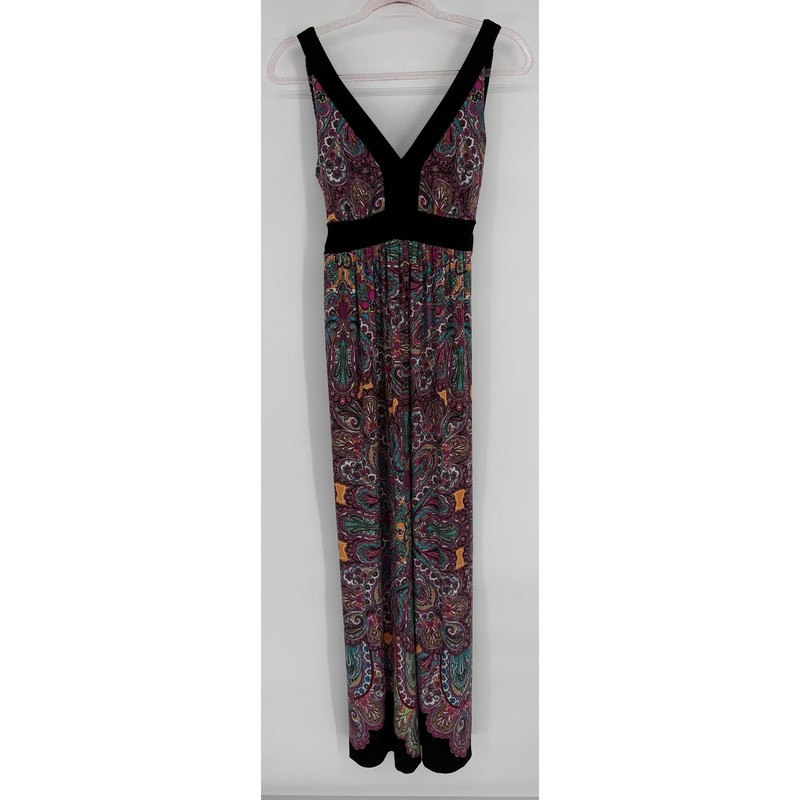 ECI New York Womens Paisley Maxi Dress Sleeveless V-Neck Empire Waist Multi Sz 2