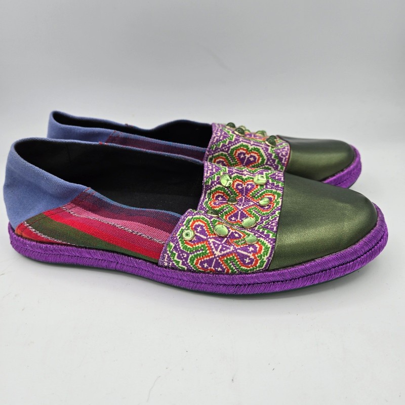 Geox Respira Embroidered Slip On Flats Women Size 9 Comforable Multi Color