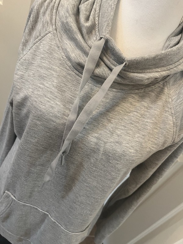 90 Degrees L Gray Hoodie Cowl Neck Drawstring Hood Kangaroo Pocket Sweatshirt gallery