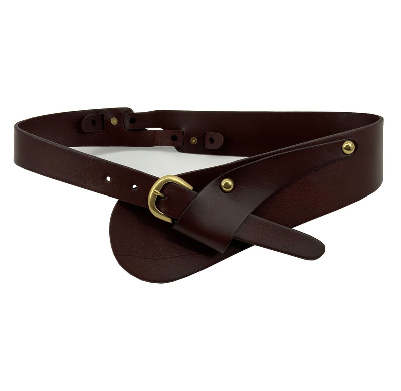 Women Wide Waist Fashion Vintage Cowhide Full Grain Leather Boho Concho Belt gallery