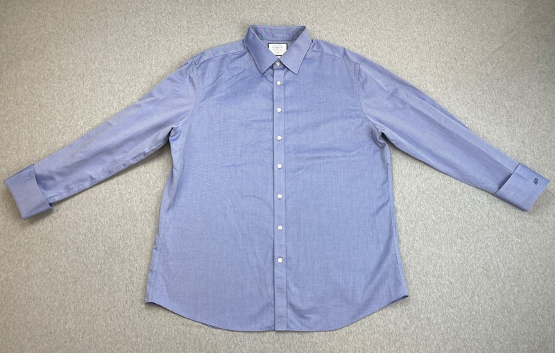 Charles Tyrwhitt Shirt Men 18-35/47 Blue 100% Cotton Slim Button Up French Cuff gallery