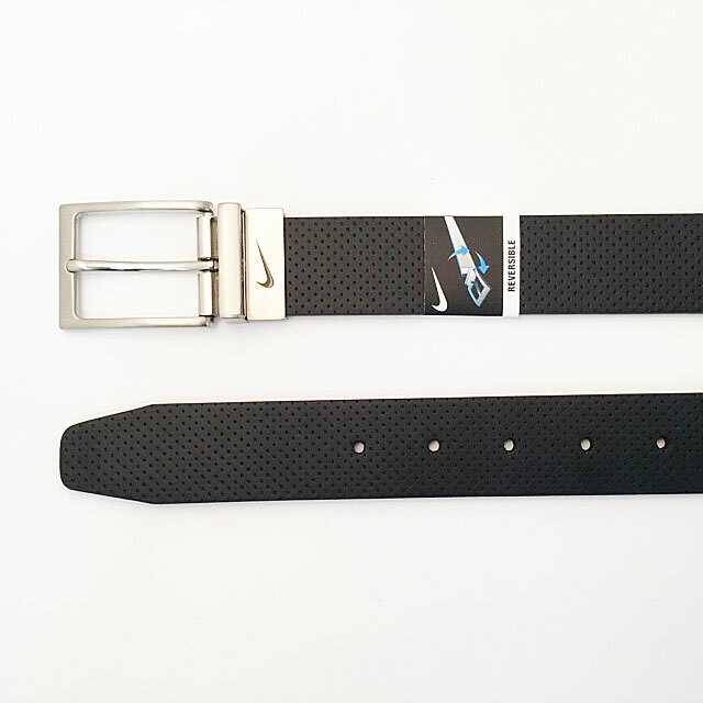 NIKE MENS PERFORATED TEXTURE REVERSIBLE BELT BLACK/BROWN SZ:M (FIT W34-36) 19890 gallery