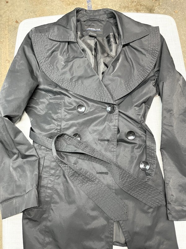 London Fog Womens Black Belted Trench Coat Size Medium