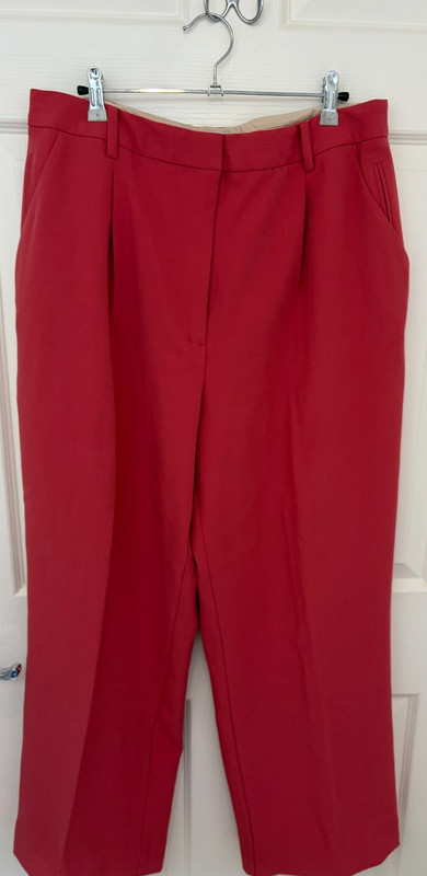 Wide Leg Trousers with Pleat Front, Length 31.5" - Blush Pink - Size 18
