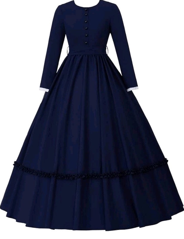 Civil War Women’s Victorian Dress Solid Color Navy Blue Costume Cosplay
