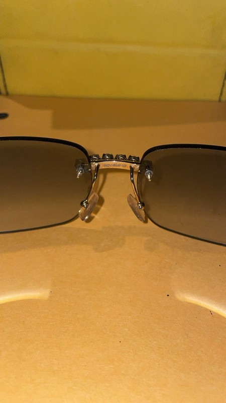 Miche 18 Rimless Designer Sunglasses Silver Metal Frame Brown Tinted UV400