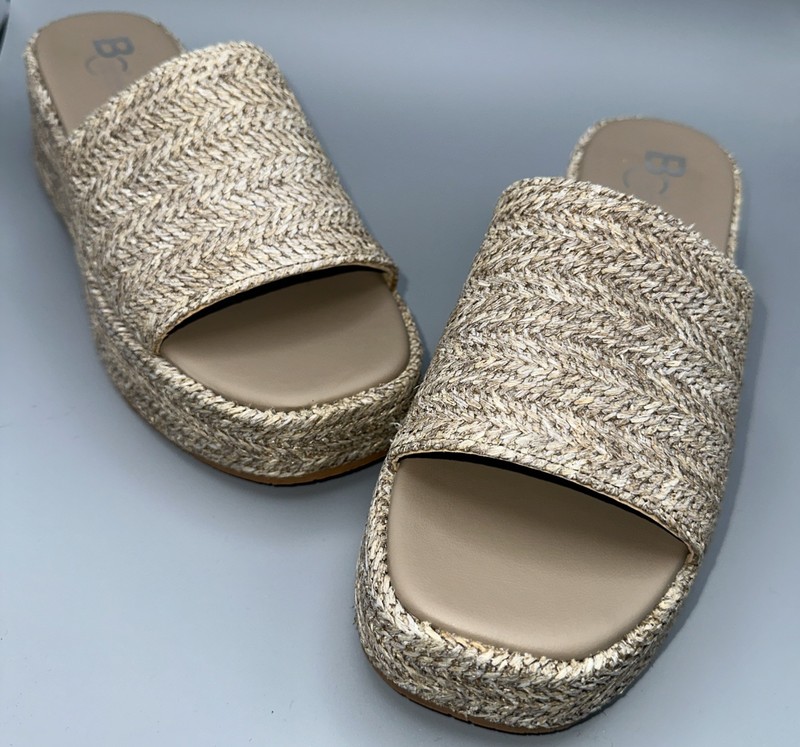 BC FootWear-Seychelles Womens Platform Sandals Sz 9 Beige Raffia Beach Inspired! gallery