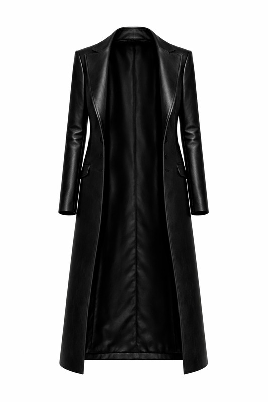 Women’s Black Real Sheepskin Leather Trench Coat Tailored Fit with Black Lining gallery