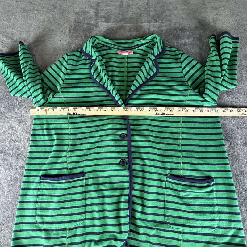 Woman Within Jersey Knit Blazer Womens 18/20 Large Green &Navy Stripe Preppy gallery