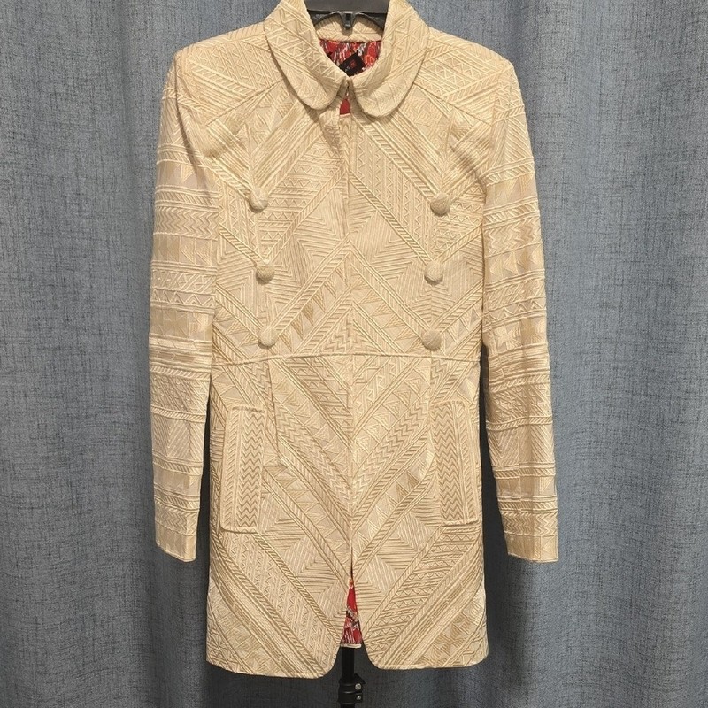Luxurious Cream Brocade Textured Women’s Blazer By Khaadi Size 10