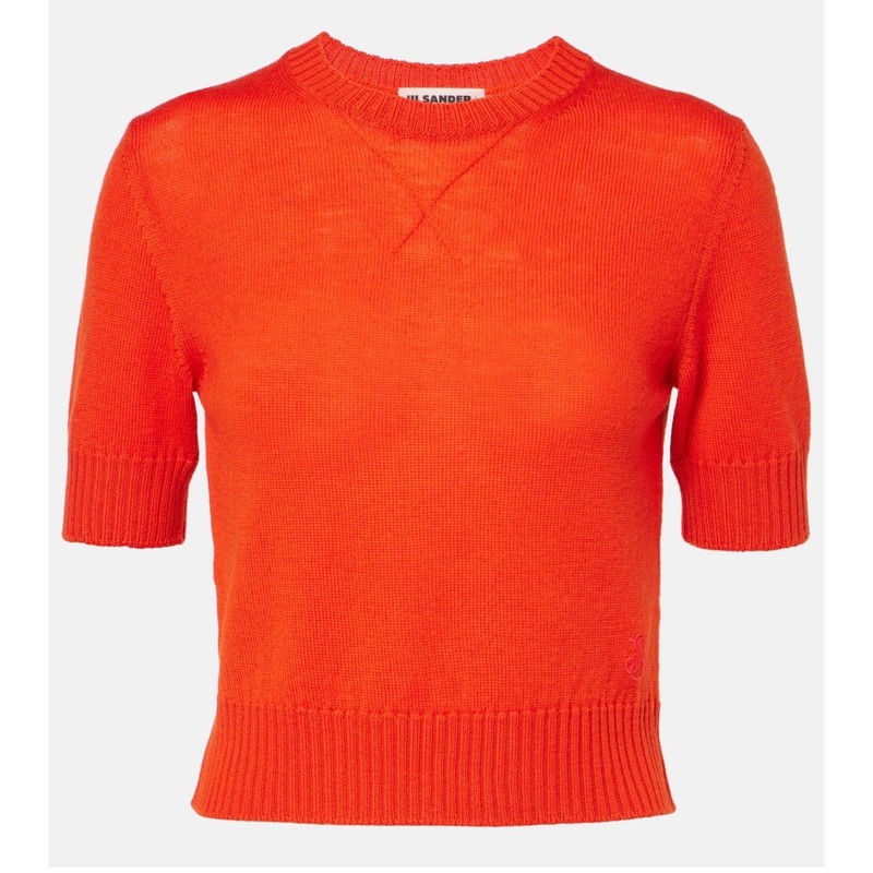 Jil Sander Short Sleeve Crewneck Knit T Shirt in Poppy Red 32 XS gallery