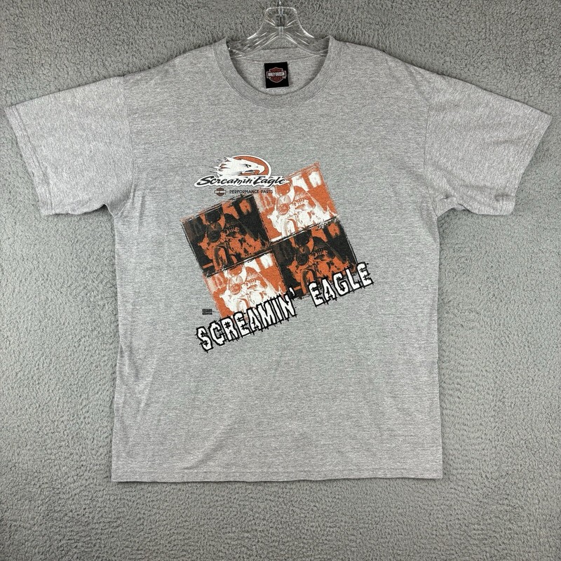 Harley Davidson T-Shirt Men’s Large Gray Screamin Eagle Graphic Main Gate