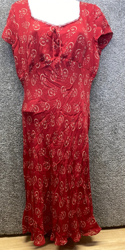 Sundance Womens 12 Red Silk Dress Y2K Vtg Ditsy Floral Fairy Whimsigoth 1920s